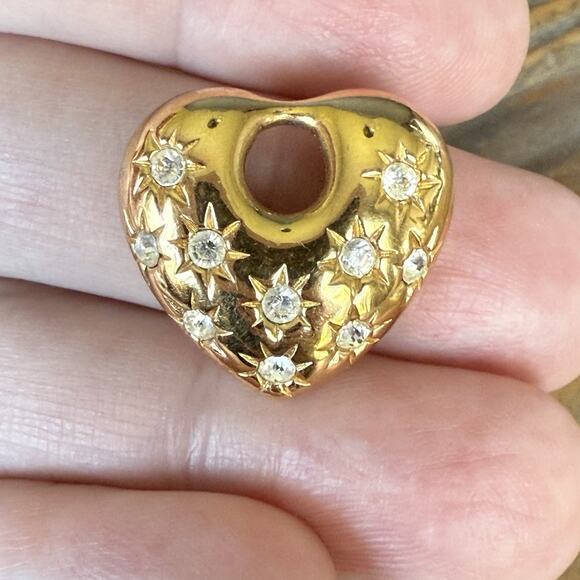Signed Joan Rivers Clear Rhinestone Puffy Heart Earring Piece Part Repair Craft - Picture 1 of 4